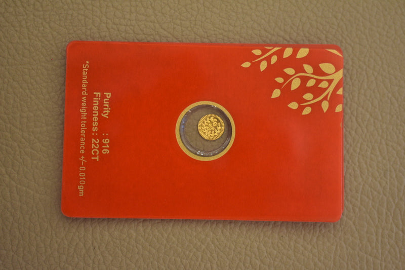 22kt 916k Gold Coin 0.100 GMs flower with packaging