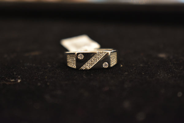 silver  fancy stone men's ring-68-237