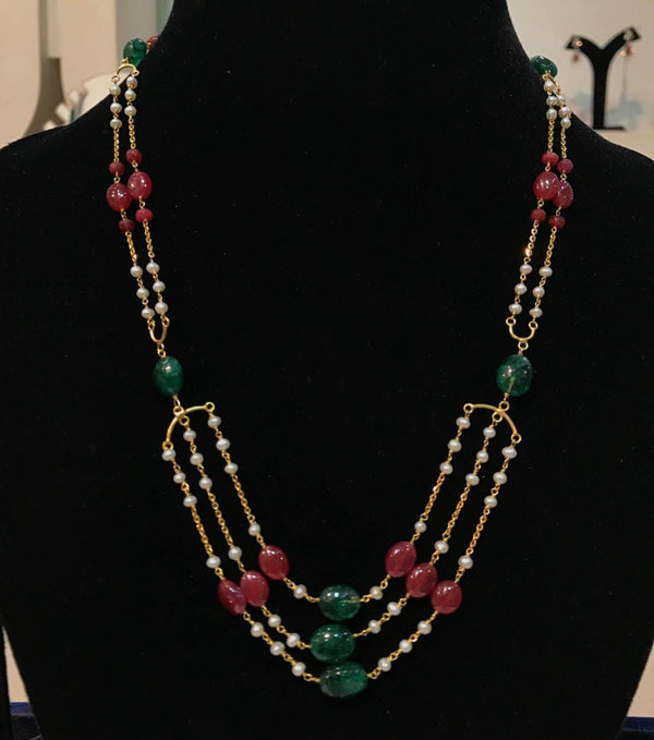 Eria Customised Gemstone gold chain mala