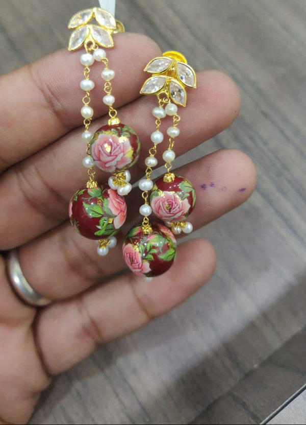 Eria Customised Hand painted style gold earrings