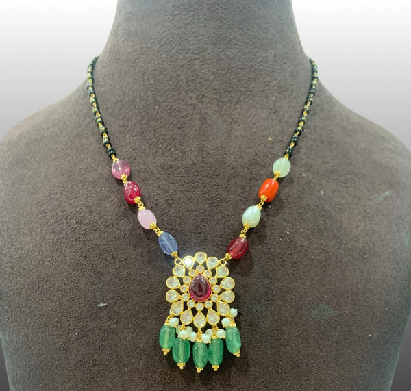 Eria Customised black beads chain pendant