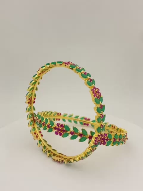 fascinating Natural Emerald Studded Bangles B202