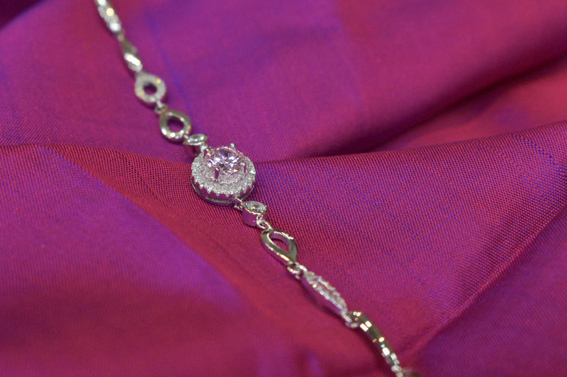 Sophisticated Pink Sapphire Silver Bracelet  - SK26