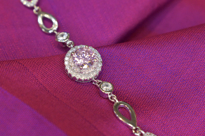 Sophisticated Pink Sapphire Silver Bracelet  - SK26