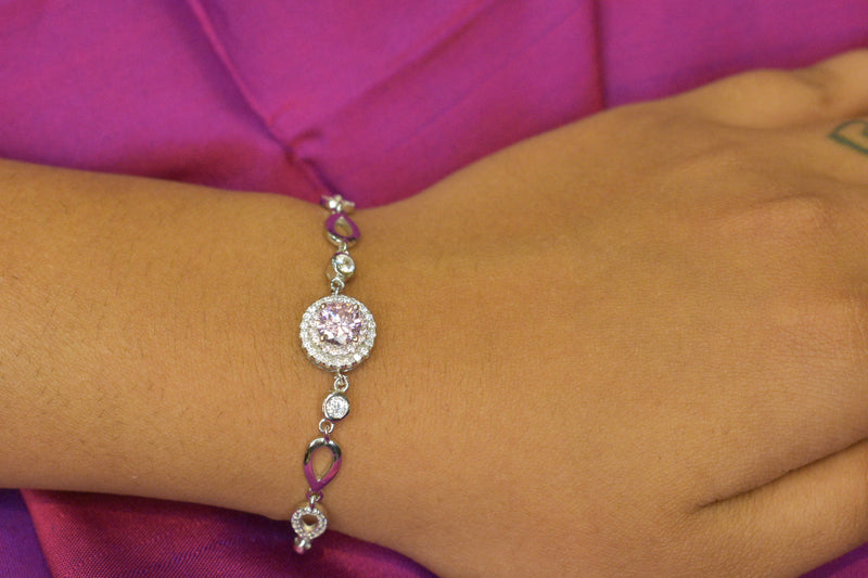 Sophisticated Pink Sapphire Silver Bracelet  - SK26