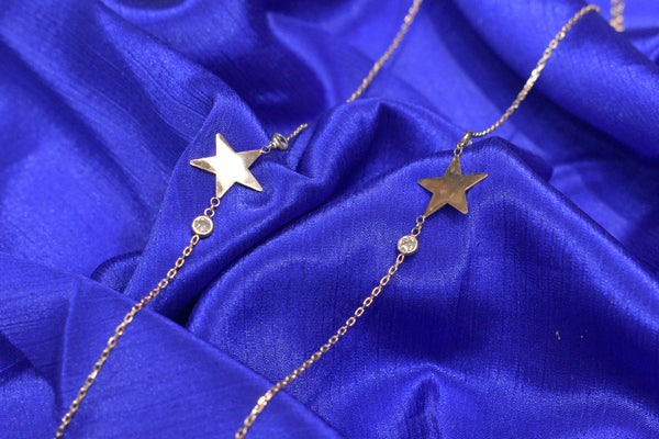 Twinkling silver star anklets- SANK1