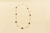 Eria 18K Feroza Natural Gemstone stone Chain with Amethyst, Rose Gold- C7