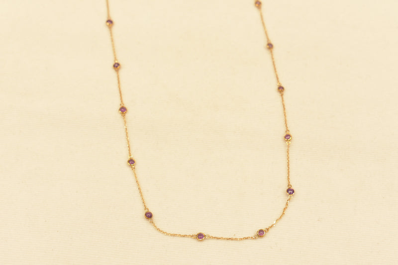 Eria 18K Amethyst Natural Gemstone stone Chain , Rose Gold- C71