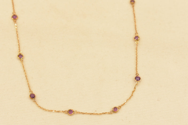 Eria 18K Amethyst Natural Gemstone stone Chain , Rose Gold- C71