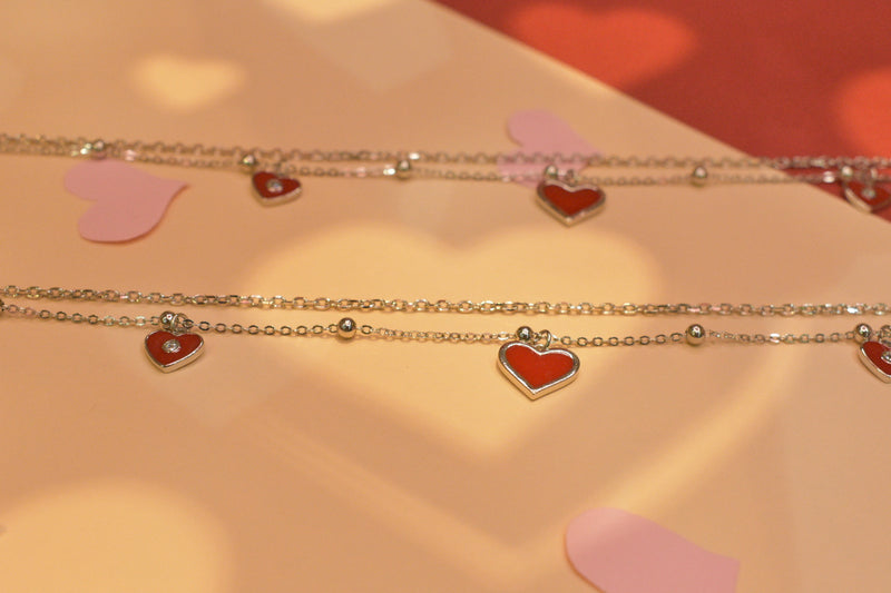 Precious silver heart anklet - SANK10