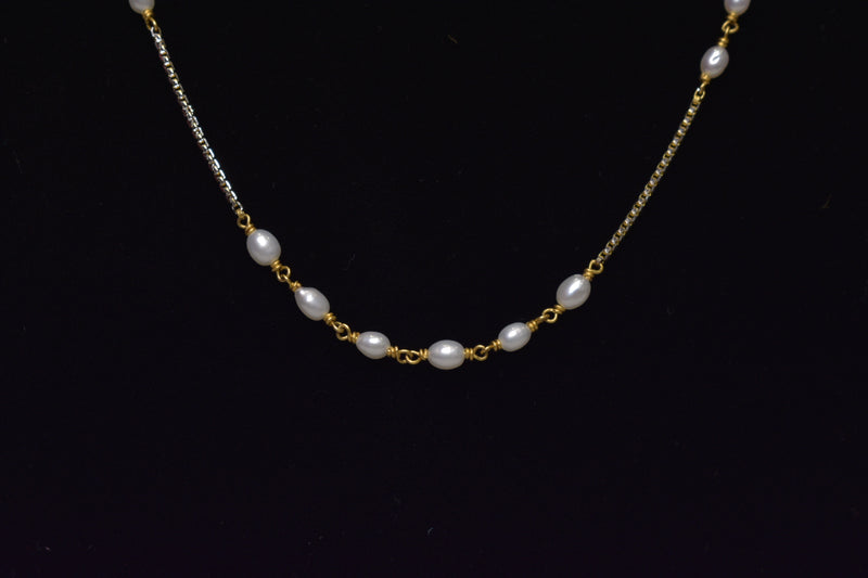 Eria 22K Gold Chain with Pearls - C47 - View 2