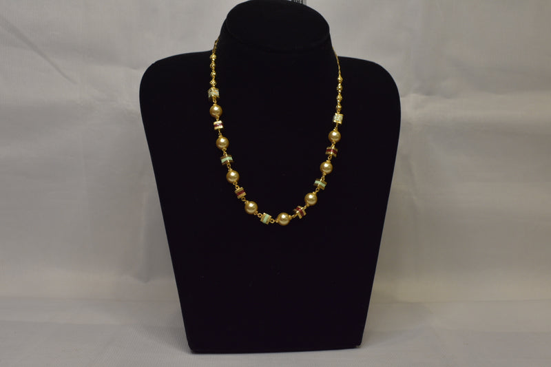 Eria 22K Gold Chain with Pearls - C23 - View 1