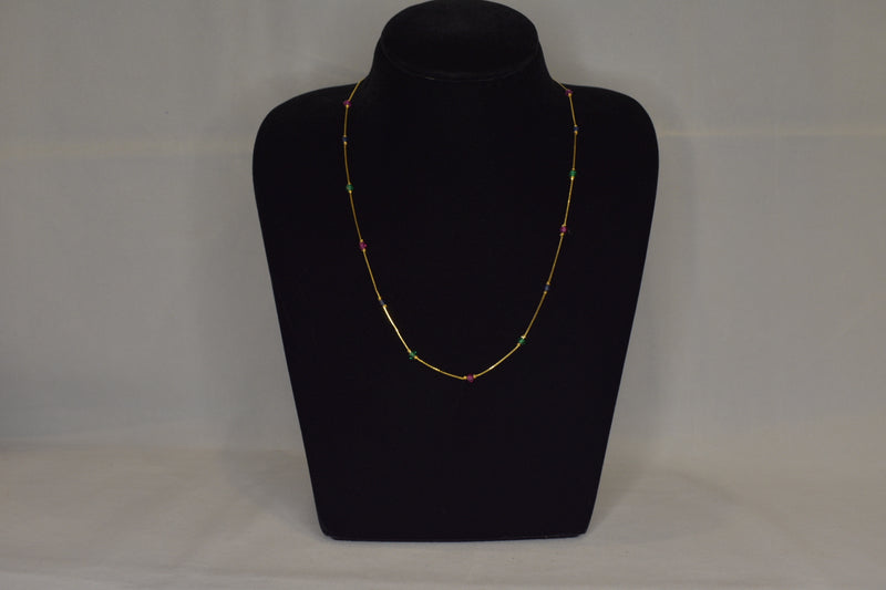 Eria 22K Gold Chain with Precious Stones - C44 - View 1