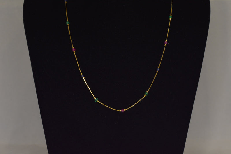 Eria 22K Gold Chain with Precious Stones - C44 - View 3