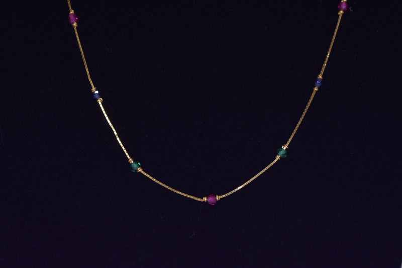 Eria 22K Gold Chain with Precious Stones - C44 - View 2