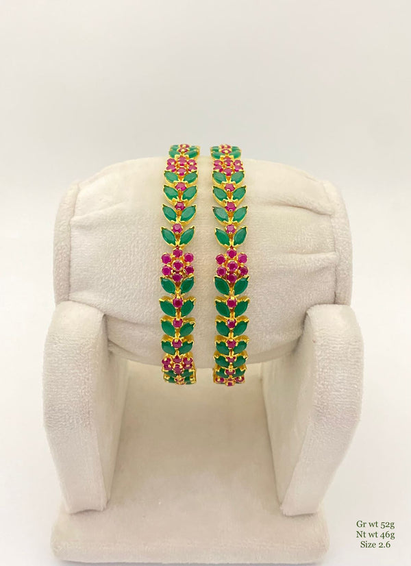 fascinating Natural Emerald Studded Bangles B202