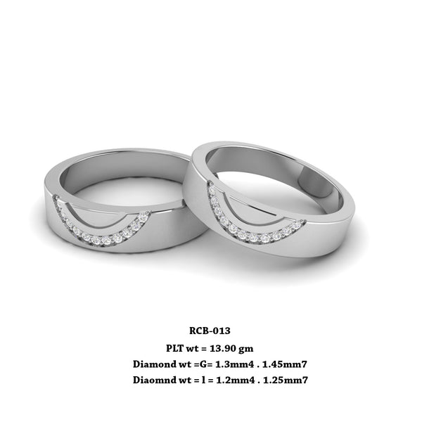 Rcb 013" The Charmed " Platinum Couple Rings Diamond studded