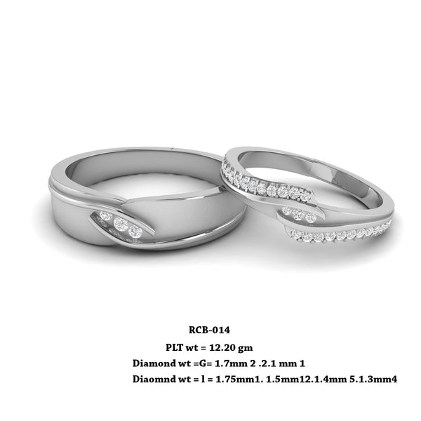 Rcb 014" Immense in Love " Platinum couple rings Diamond studded