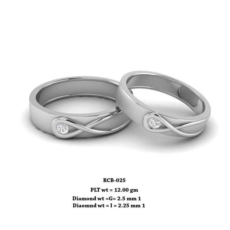 Rcb 016" The Monocyclic " Platinum Couple Rings Diamond Studded