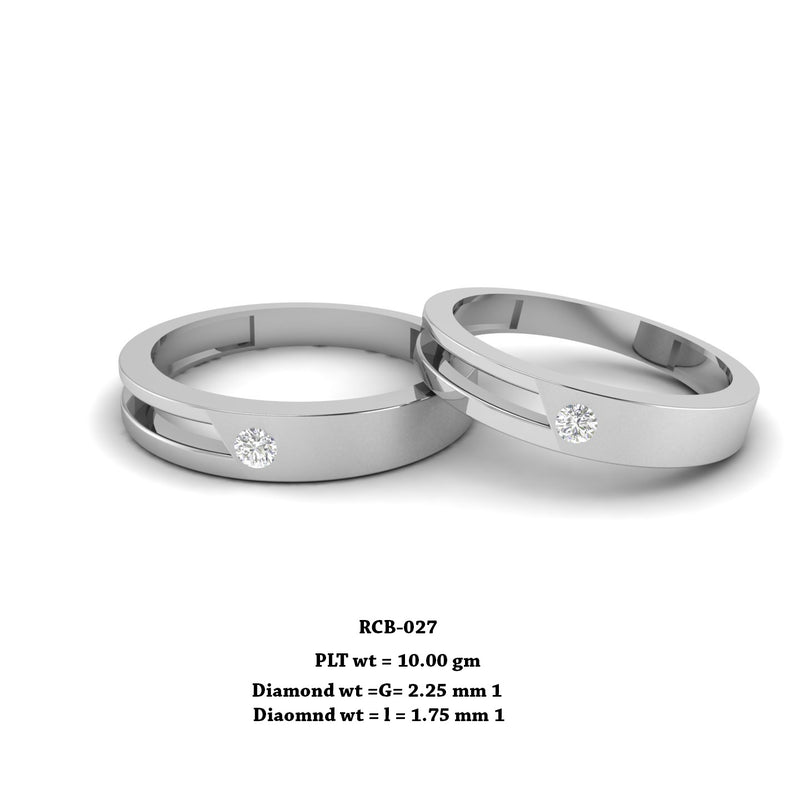 Rcb 027" The Ornamental " Platinum Couple Rings Diamond Studded