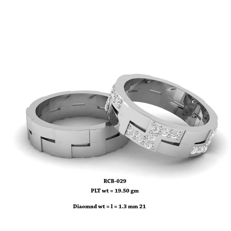 Rcb 029" The Monththe " Platinum Couple Rings Diamond Studded