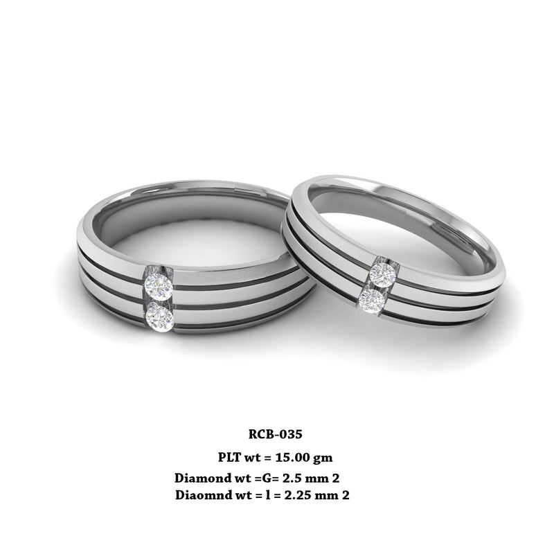 Rcb 035" The Gimmal Style " Platinum Couple Rings Diamond Studded