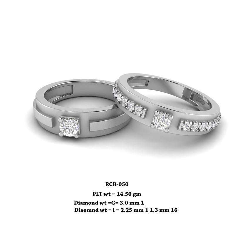 Rcb 050" The Unsunned By Choice " Platinum Couple Rings Diamond Studded