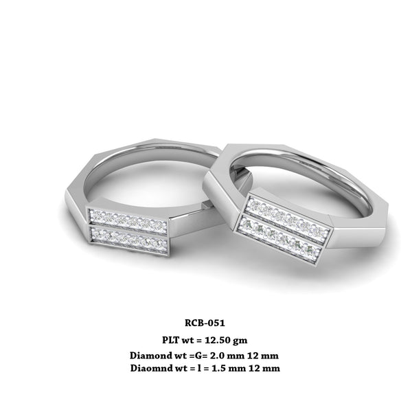 Rcb 051" The Wistful " Platinum Couple Rings Diamond Studded