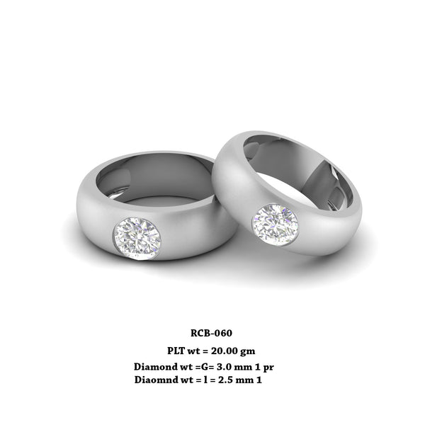 Rcb 060" The Tinkling Solitaire " Platinum Couple Rings Diamond Studded
