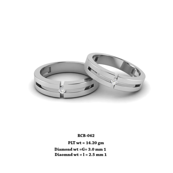 Rcb 062" The Insolent Solitaire " Platinum Couple rings Diamond Studded