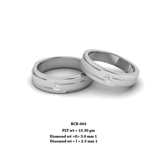 Rcb 063" The Perpetual Solitaire " Platinum Couple Rings Diamond Studded