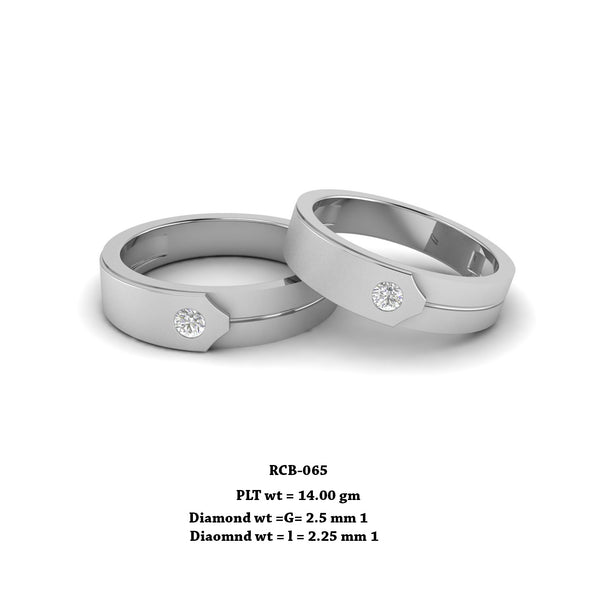 Rcb 065" The Ducal Solitaire " Platinum Couple Rings Diamond Studded