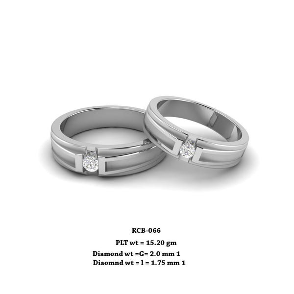 Rcb 066" The Generational Style " Platinum Couple Rings Diamond Studded