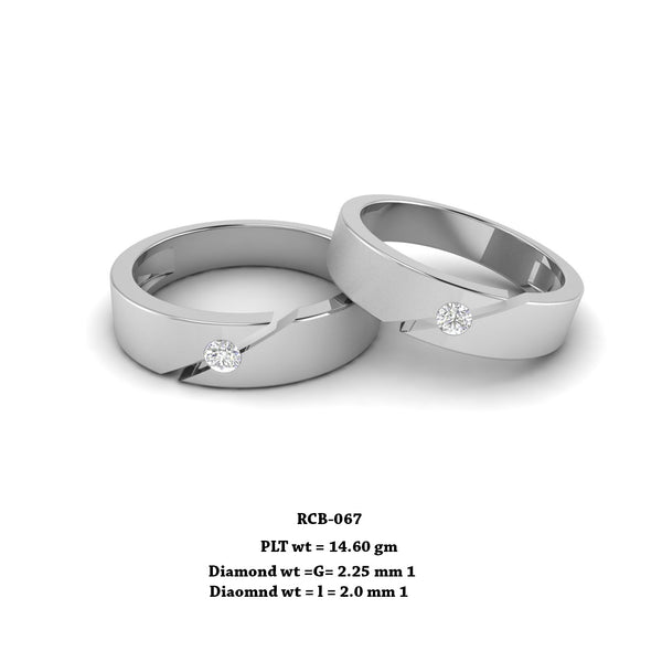 Rcb 067" The Disconcerting Solitaire " Platinum Couple Rings Diamond Studded