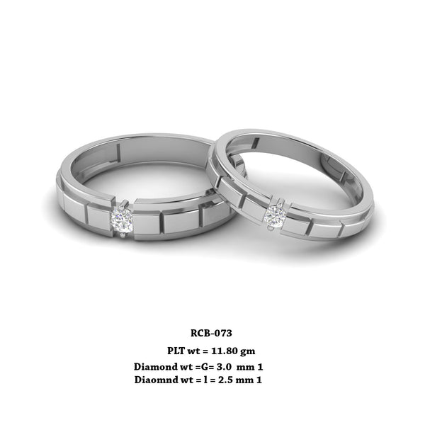 Rcb 073" The Promise of Love " Platinum Couple rings studded with Diamonds