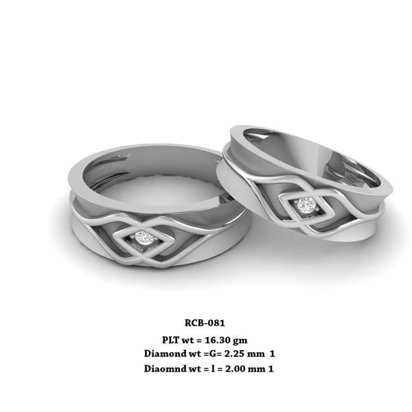 Rcb 081" The Charmed Infinity" Platinum Couple Rings Diamond studded