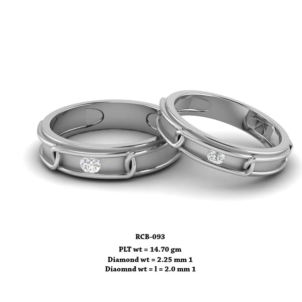 RCB 093" The Sterling Chain" Platinum couple rings studded with solitaire Diamonds