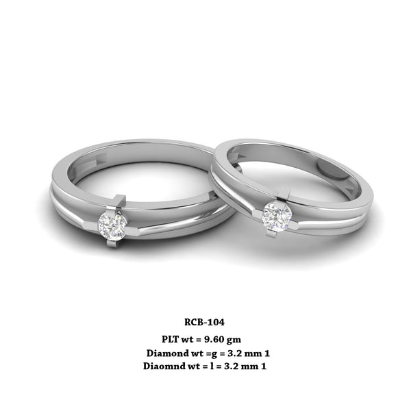 RCB 104" The Unique Ring" Platinum couple rings studded with solitaire Diamonds