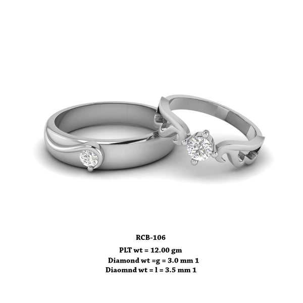 RCB 106" The Luck Ring " Platinum couple rings studded with solitaire Diamonds