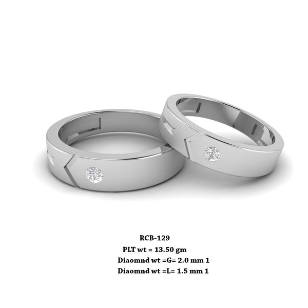 RCB 129" The Perfect Arrow " Platinum couple rings studded with solitaire Diamonds