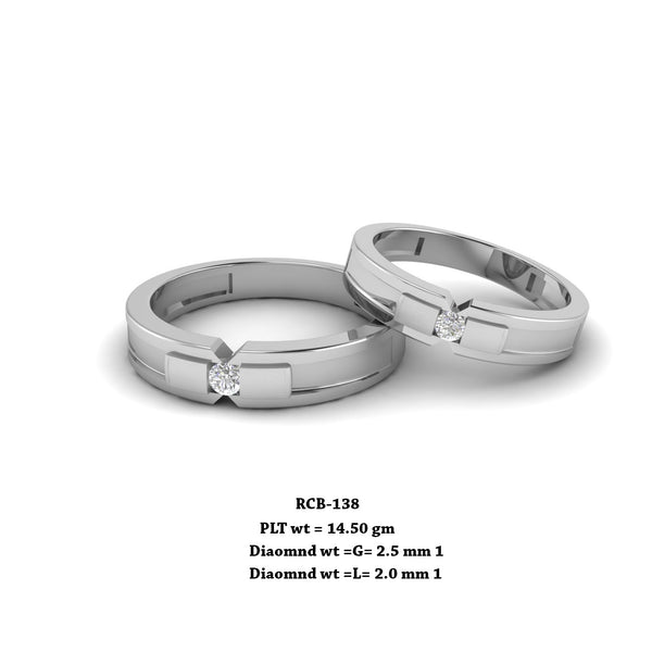 RCB 138" The Secret Message " Platinum couple rings studded with solitaire Diamonds