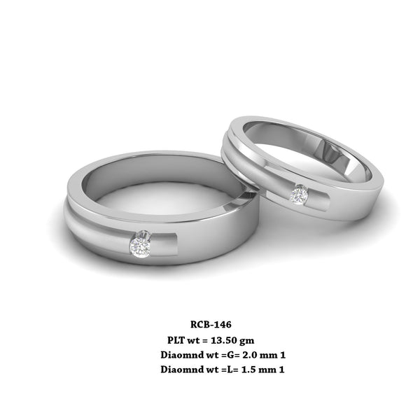 RCB 146" The Enchanted " Platinum couple rings studded with solitaire Diamonds