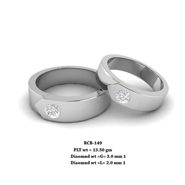 RCB 149" The Perfectly Circular " Platinum couple rings studded with solitaire Diamonds