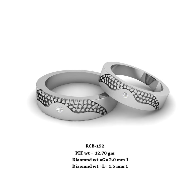 RCB 152" The Mystic" Platinum couple rings studded with solitaire Diamonds