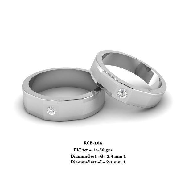 RCB 164" The Perfectly Circular " Platinum couple rings studded with solitaire Diamonds