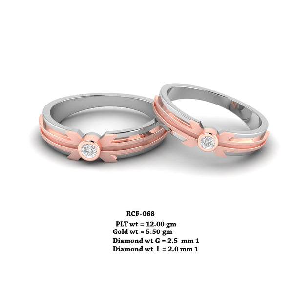 RCF 068" The Elegant Style " platinum Couple Rings Studded with Diamond