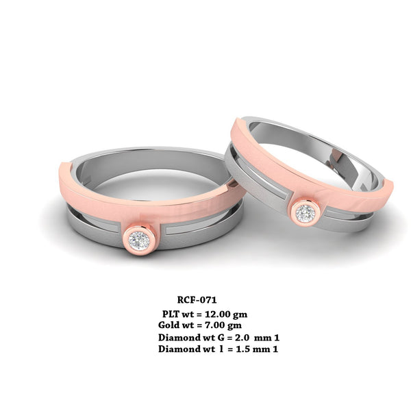 RCF 071" The Love " platinum Couple Rings Studded with Diamond