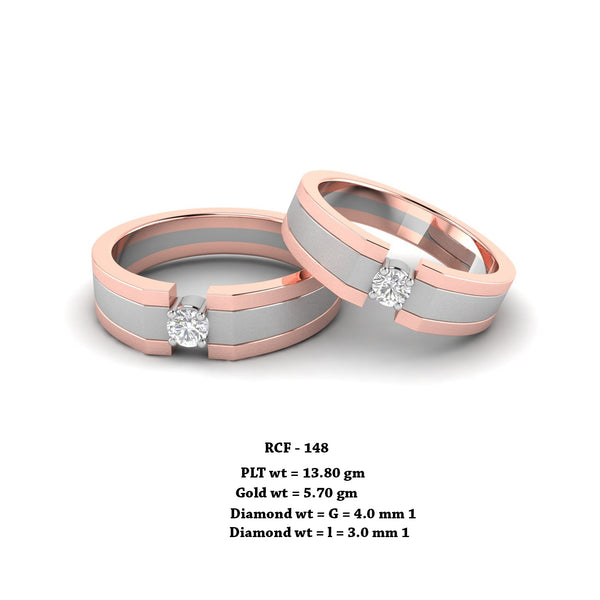 Designer Platinum & Rose Gold Fusion Couple Rings JL PT 645