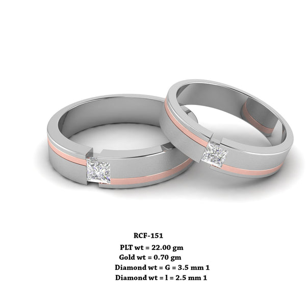 RCF 151 platinum Couple Rings Studded with Diamond