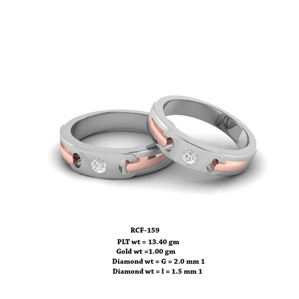 RCF 159 platinum Couple Rings Studded with Diamond